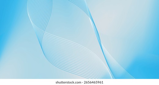 Abstractas fondo azul degradado con líneas brillantes ondas. Fondo minimalista