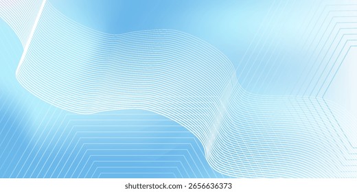 Abstrakter blauer Farbverlauf-Hintergrund mit leuchtenden Linien Wellen. Minimalistischer Hintergrund für Banner, Poster, Cover, Broschüre, Flyer, Website