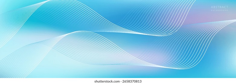 Fundo de gradiente azul abstrato com ondas de linhas brilhantes. Plano de fundo minimalista, eps10 no vetor moderno, terno para design simples