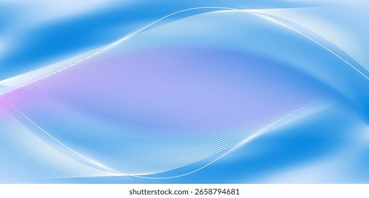 Fundo de gradiente azul abstrato com ondas de linhas brilhantes. Fundo minimalista para banner, cartaz, capa, brochura, folheto, website.vetor eps10