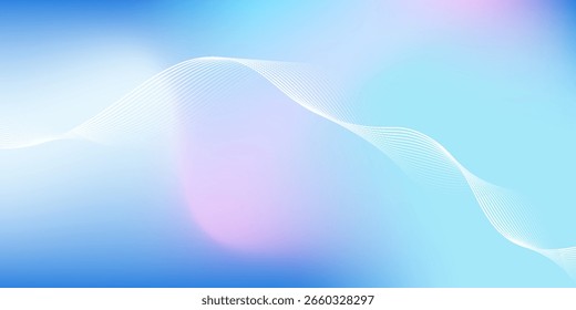 Abstract blue gradient background with shining lines waves.