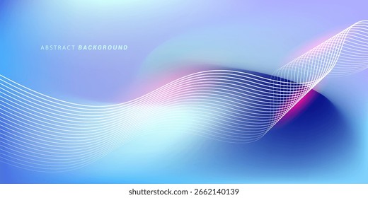 Abstractas fondo azul degradado con líneas brillantes ondas. Fondo minimalista para el Anuncio, cartel, cubierta, folleto, volante, Sitio web