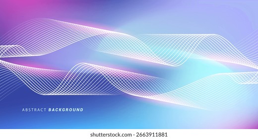 Abstract blue gradient background with shining lines waves. Minimalist background for banner, poster, cover, brochure, flyer, website