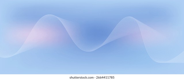Abstract blue gradient background with shining lines waves. Minimalist background for banner, poster, cover, brochure, flyer, website, eps10