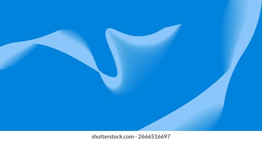 Abstract blue gradient background with shining lines waves modern