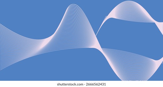 Abstract blue gradient background with shining lines waves modern