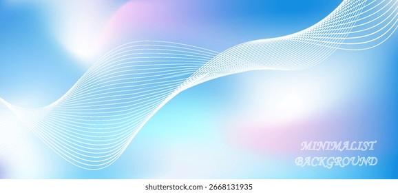 Abstract blue gradient background with shining lines waves. Minimalist background for banner, poster, cover, brochure, flyer, website