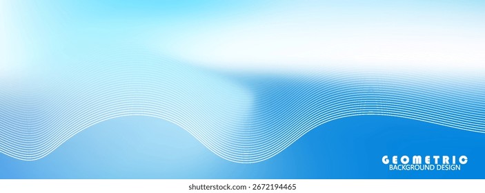 Abstract blue gradient background with shining lines waves. Minimalist background for banner, vector illustration,website,bussines.
