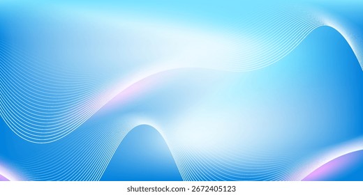 Abstractas fondo azul degradado con líneas brillantes ondas. Fondo minimalista para el Anuncio, cartel, cubierta, folleto, volante, Sitio web