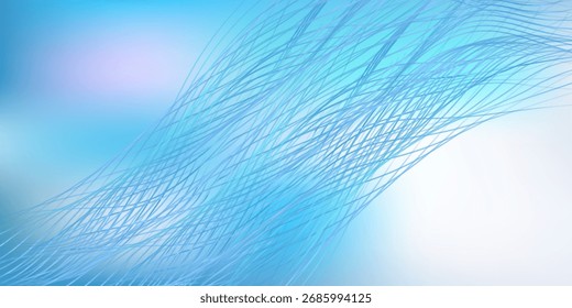 Abstract blue gradient background with shining lines waves. Minimalist background for banner, poster, cover, brochure, flyer, website. Eps10
