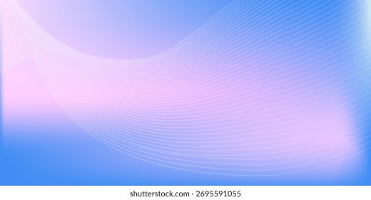 Abstract blue gradient background with shining lines waves. Minimalist background for banner, poster, cover, treps 10.