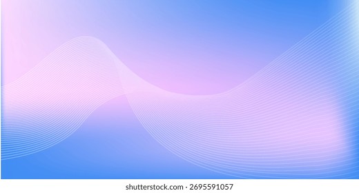 Abstract blue gradient background with shining lines waves. Minimalist background for banner, poster, cover, treps 10.