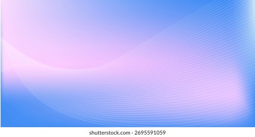 Abstract blue gradient background with shining lines waves. Minimalist background for banner, poster, cover, treps 10.