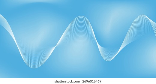 Abstract blue gradient background with shining lines waves. Minimalist background for banner, poster, cover, brochure, flyer, website modern