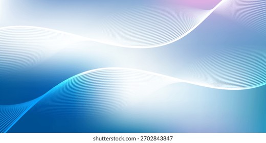 Abstractas fondo azul degradado con líneas brillantes ondas. Fondo minimalista. fondo abstracto de líneas onduladas.