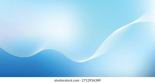 Abstractas fondo azul degradado con líneas brillantes ondas. Fondo minimalista para el Anuncio, cartel, cubierta, folleto, volante, Sitio web
