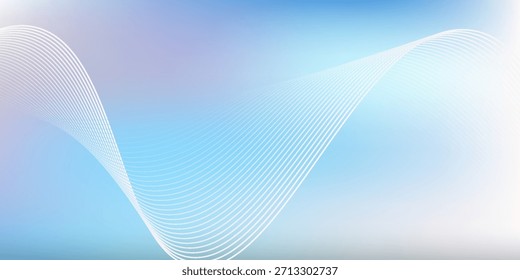 Abstract blue gradient background with shining lines waves. Minimalist background for banner, poster, cover, brochure, flyer, website