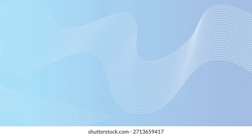 Fundo de gradiente azul abstrato com ondas de linhas brilhantes. Fundo minimalista para banner, cartaz, capa, brochura, folheto, site