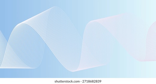 Abstract blue gradient background with shining lines waves. Minimalist background for banner, poster, cover, brochure, flyer, website