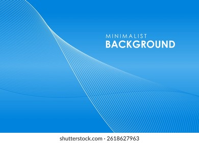 Abstract blue gradient background with shiny wavy lines in minimalist and simple style. Landscape Background. Can be used for banner, poster, cover, brochure, flyer, website