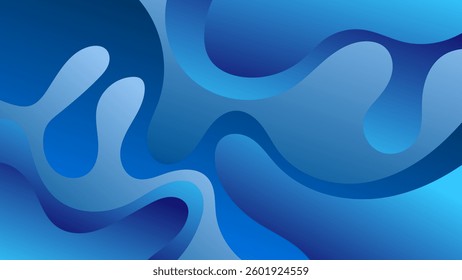 ABSTRACT BLUE GRADIENT BACKGROUND SMOOTH LIQUID COLORFUL BLURRED WITH HAND DRAWN ORGANIC SHAPES DESIGN VECTOR TEMPLATE GOOD FOR MODERN WEBSITE, WALLPAPER, COVER DESIGN 