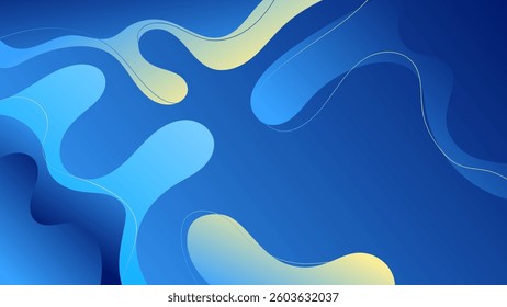 ABSTRACT BLUE GRADIENT BACKGROUND SMOOTH LIQUID COLORFUL BLURRED WITH HAND DRAWN ORGANIC SHAPES DESIGN VECTOR TEMPLATE GOOD FOR MODERN WEBSITE, WALLPAPER, COVER DESIGN 