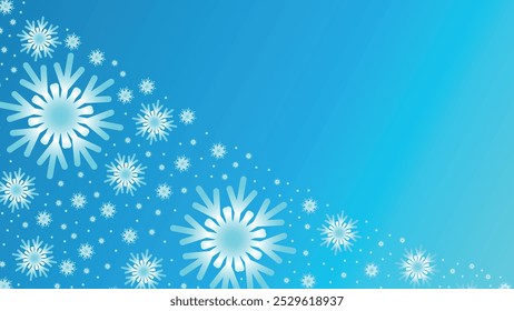 Fondo azul abstracto del gradiente con los copos de nieve