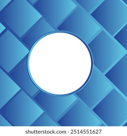 Gradiente azul abstrato Plano de fundo formas quadradas em fundo azul escuro com círculo branco no centro. Sobrepor elementos gráficos de forma geométrica de gradiente azul. Terno para cartaz, banner, folheto