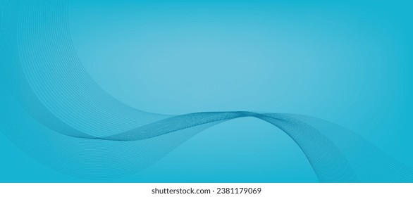 Abstract Blue Gradient Background Template with Blue Wavy Lines. Winter Background.