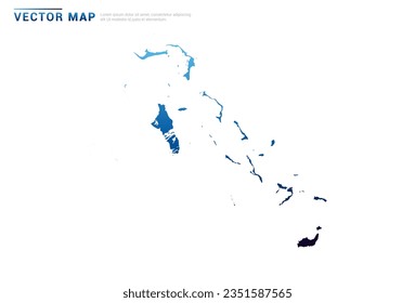 Abstract Blue gradient of The Bahamas map on white background vector.
