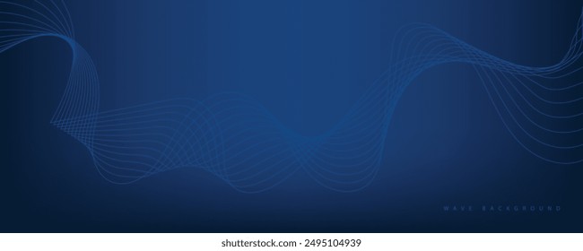 Abstractas Anuncio degradado azul con olas. Líneas onduladas. Tecnología digital de fondo azul futurista.