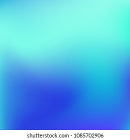Abstract blue gradient. Blurred abstract background. Soft colors blurry blend. Holographic fresh illustration. Smooth blue texture. Beautiful natural light vector. Holographic soft mesh.