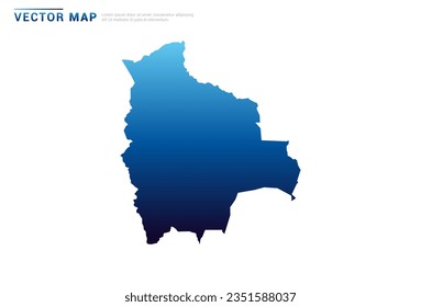 Abstract Blue gradient of Bolivia map on white background vector.