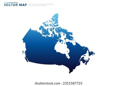 Abstract Blue gradient of Canada map on white background vector.