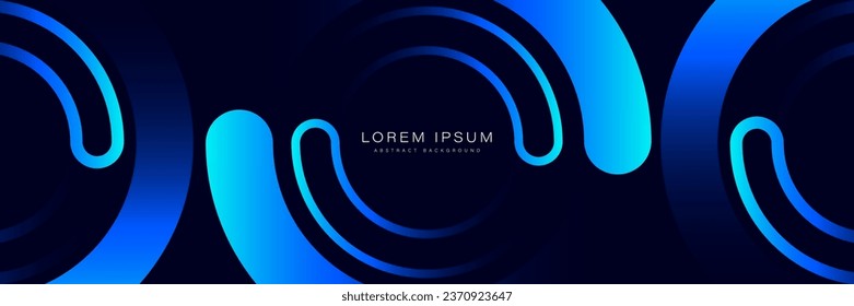 Abstrakter blauer Farbverlauf-Kreis auf dunkelblauem Hintergrund. Kreiselement kreisen. Kreisbewegung. Modernes Grafikdesign. Futuristisches Technologiekonzept. Anzug für Banner, Broschüren, Cover, Präsentation, Web