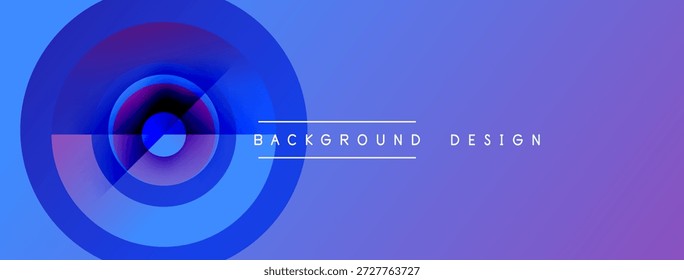 Abstrakte blaue Farbverlaufskreise bilden einen dynamischen Hintergrund. Text liest das Hintergrunddesign mit Trennlinien. Moderne visuelle Präsentation.