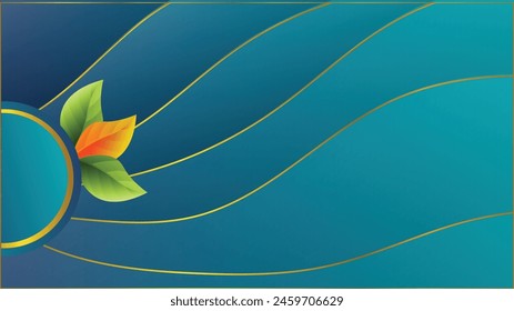 Abstractas color azul degradado, verde rojo tres hojas diseño moderno fondo de rayas doradas con forma geométrica. Ilustración vectorial.