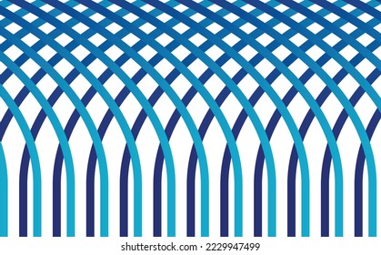 Abstract blue gradient colored lines decoration. Overlapping curve lines decoration