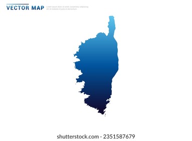 Abstract Blue gradient of Corsica map on white background vector.