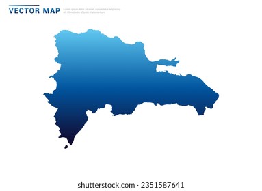 Abstract Blue gradient of Dominican Republic map on white background vector.