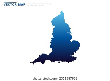 Resumen Gradiente azul de Inglaterra mapa sobre el vector de fondo blanco.