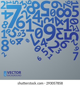 Abstract blue gradient extruded random numbers on grey background pattern. RGB EPS 10 vector illustration