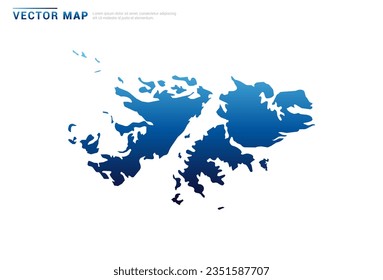 Abstract Blue gradient of Falkland Islands map on white background vector.