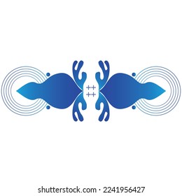 abstract blue gradient floral element design
