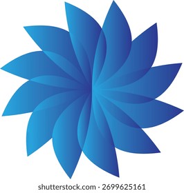 Abstract blue gradient flower design with overlapping petal shapes