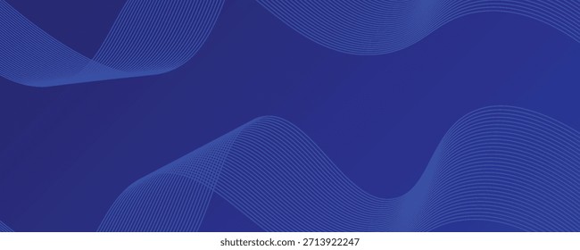 Abstract blue gradient flowing wave lines on dark background. Glowing lines. Shiny moving lines design. Futuristic banner template. Suit for poster, banner, cover, website, modern