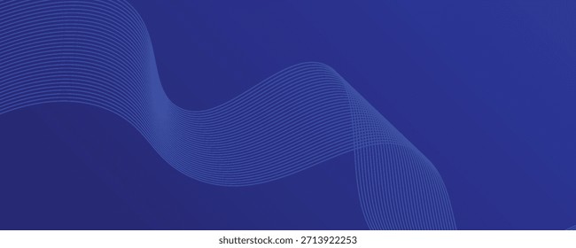 Abstract blue gradient flowing wave lines on dark background. Glowing lines. Shiny moving lines design. Futuristic banner template. Suit for poster, banner, cover, website, design