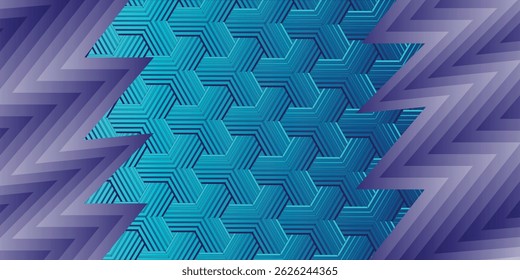 fundo geométrico do gradiente azul abstrato com fundo de moldura de textura em ziguezague. design futurista para banner, capa, web e apresentação modernos