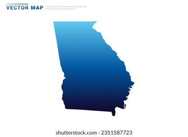 Abstract Blue gradient of Georgia (USA) map on white background vector.