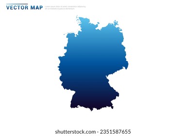 Abstract Blue gradient of Germany map on white background vector.
